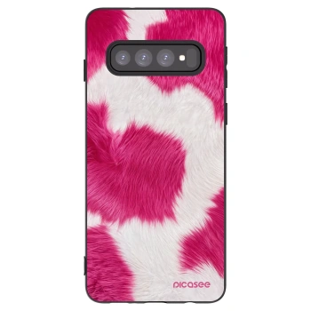 Picasee silikonowe czarne etui na Samsung Galaxy S10 G973 - Pink Moo