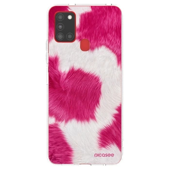 Picasee silikonowe przeźroczyste etui na Samsung Galaxy A21s - Pink Moo