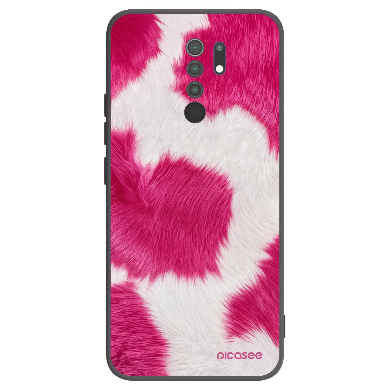 Picasee silikonowe czarne etui na Xiaomi Redmi 9 - Pink Moo