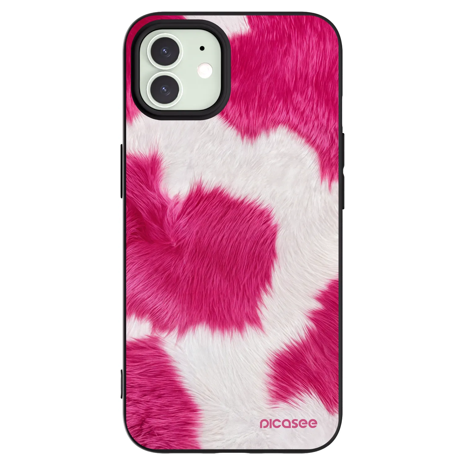 Picasee silikonowe czarne etui na Apple iPhone 12 - Pink Moo