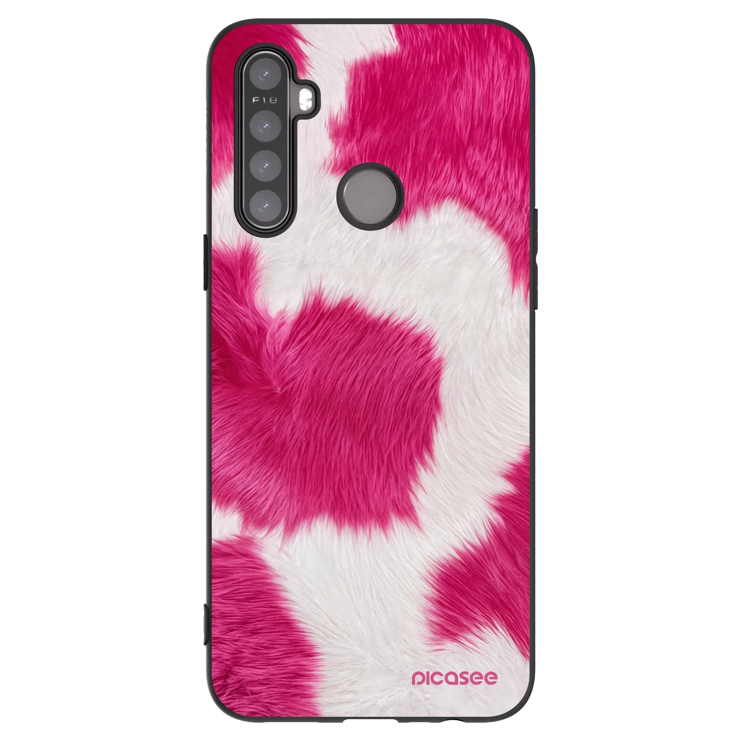 Picasee silikonowe czarne etui na Realme 5 - Pink Moo