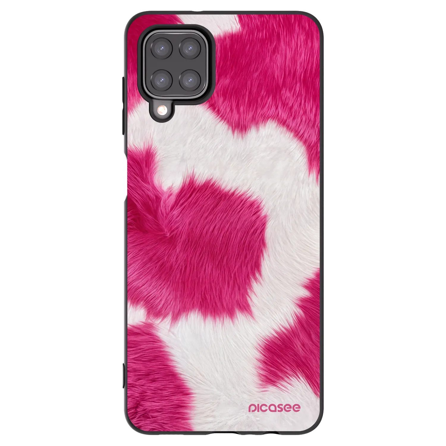 Picasee silikonowe czarne etui na Samsung Galaxy A12 A125F - Pink Moo
