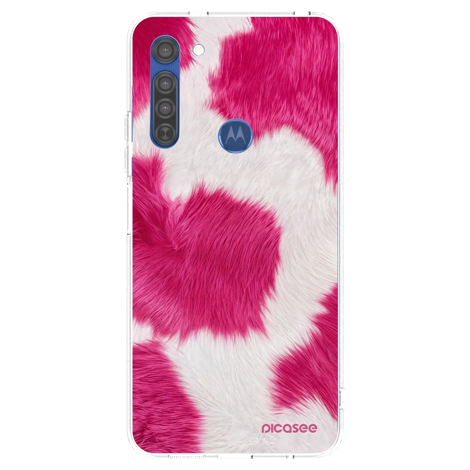 Picasee silikonowe przeźroczyste etui na Motorola Moto G8 - Pink Moo