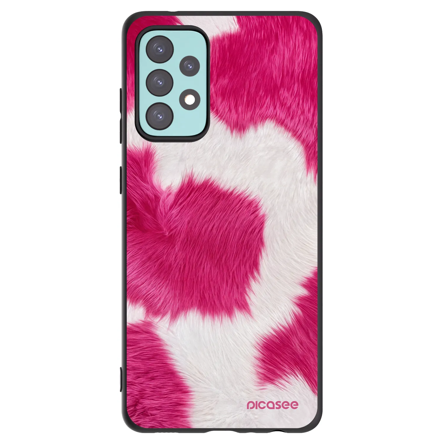 Picasee silikonowe czarne etui na Samsung Galaxy A72 A725F - Pink Moo