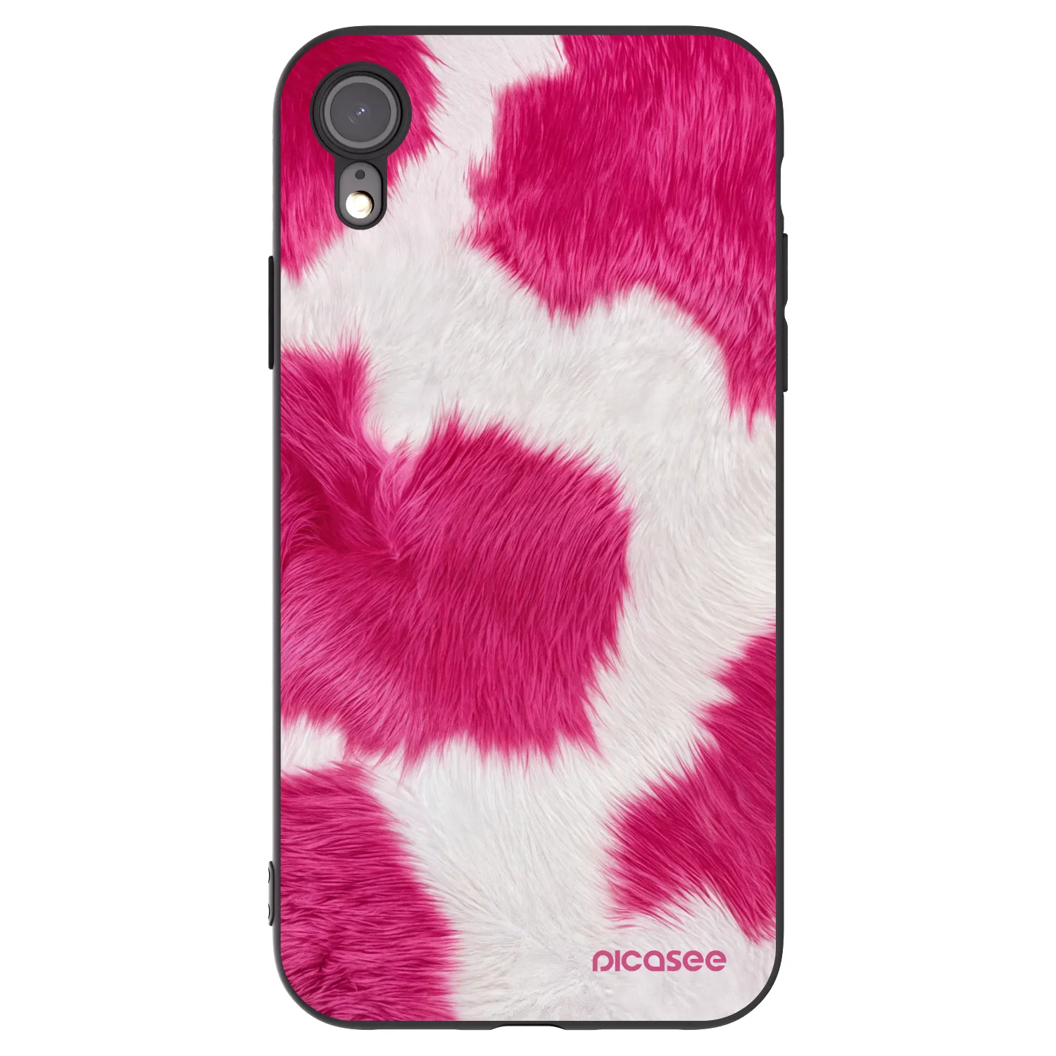 Picasee silikonowe czarne etui na Apple iPhone XR - Pink Moo