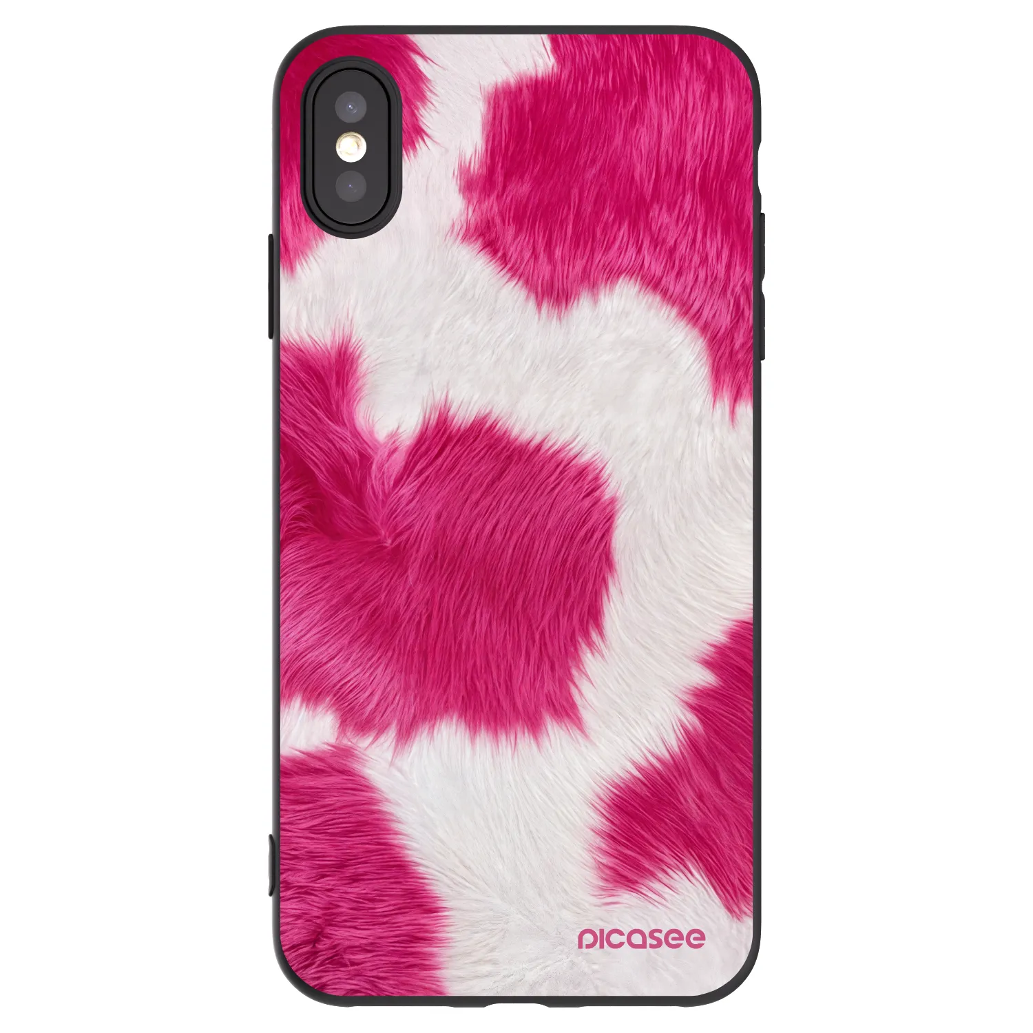 Picasee silikonowe czarne etui na Apple iPhone XS Max - Pink Moo