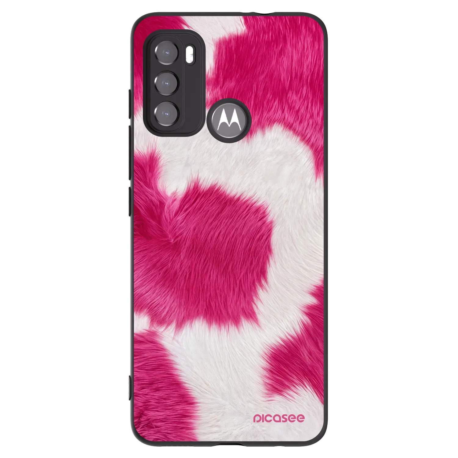 Picasee silikonowe czarne etui na Motorola Moto G60 - Pink Moo
