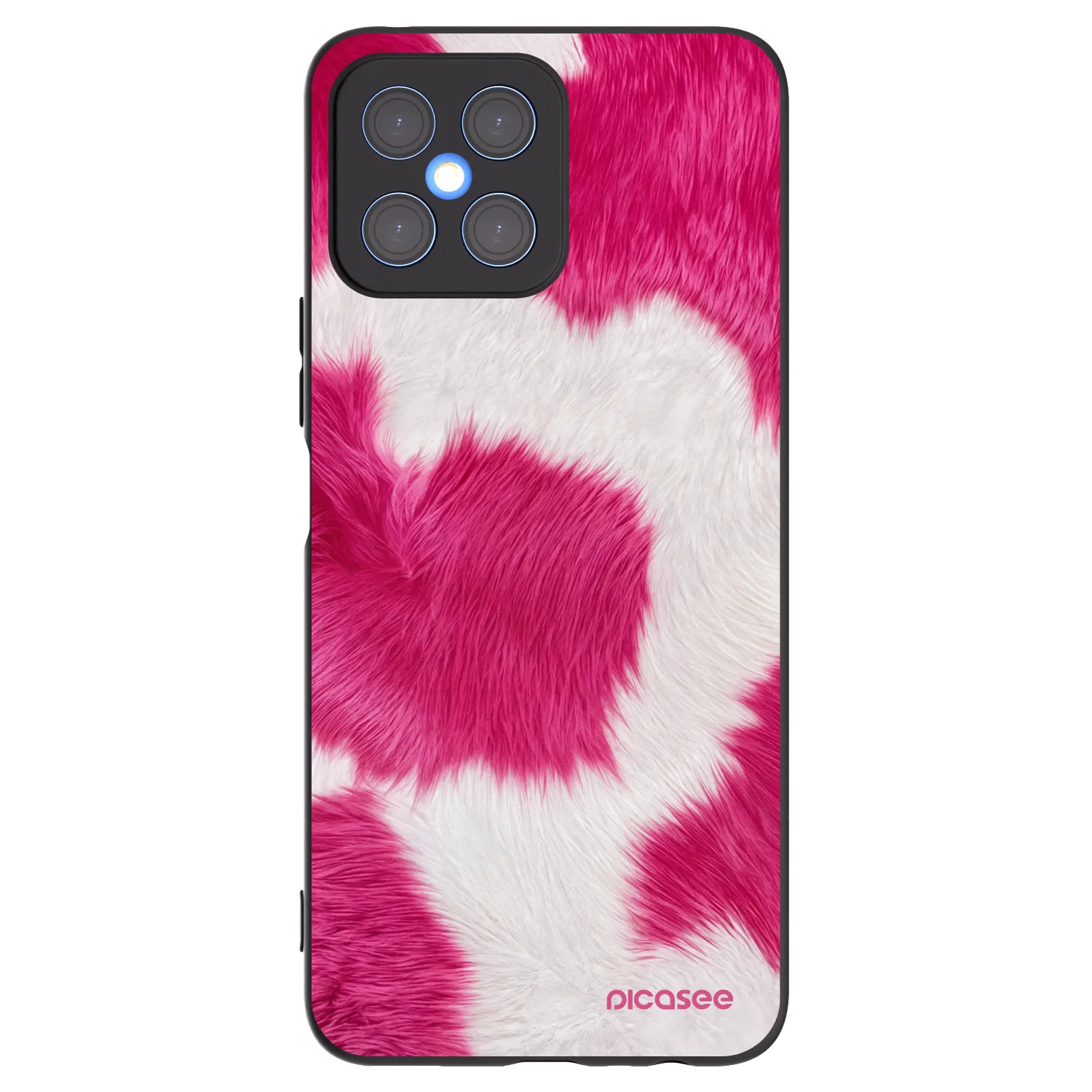 Picasee silikonowe czarne etui na Honor X8 4G - Pink Moo