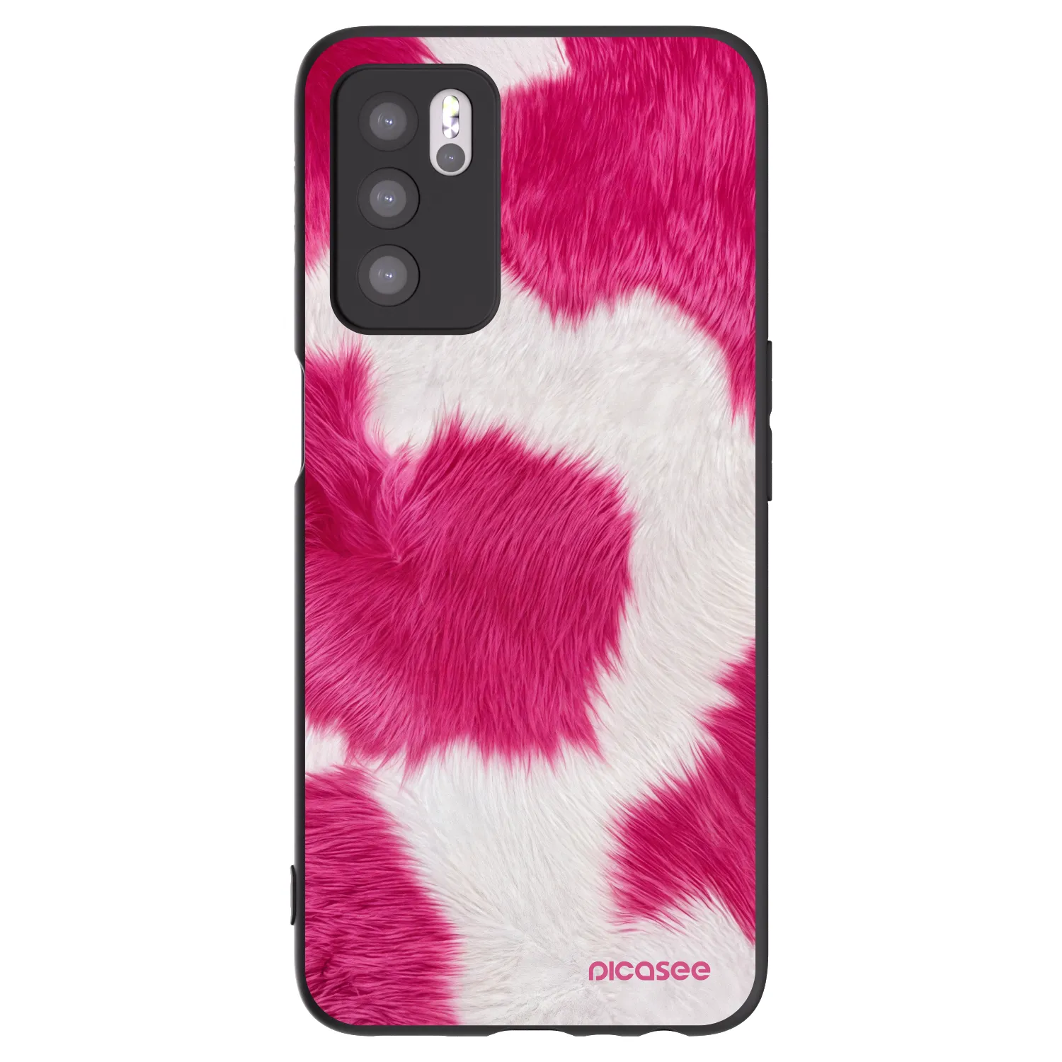 Picasee silikonowe czarne etui na OPPO A16s - Pink Moo
