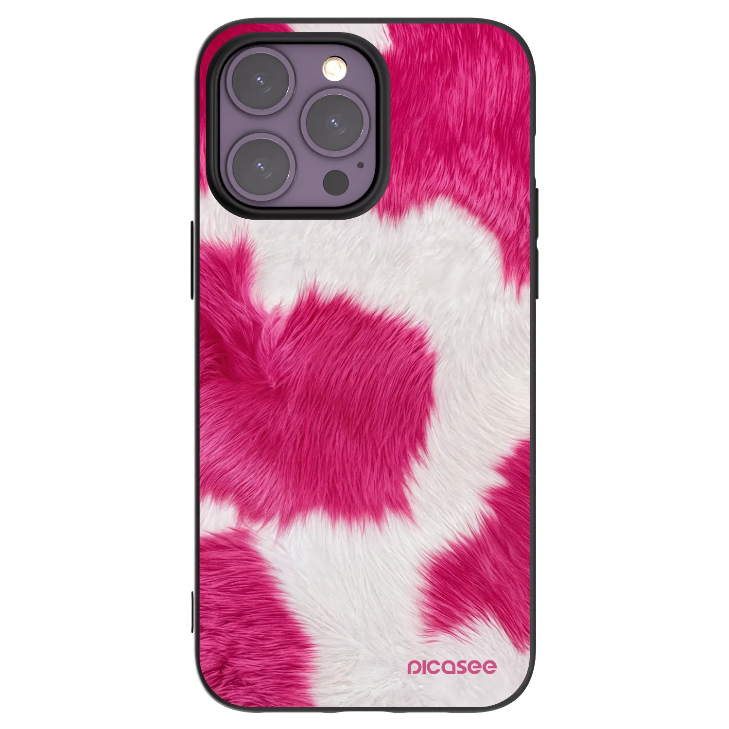 Picasee silikonowe czarne etui na Apple iPhone 14 Pro Max - Pink Moo