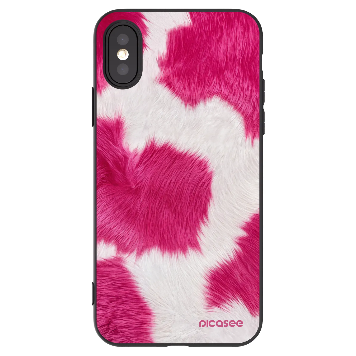 Picasee silikonowe czarne etui na Apple iPhone X/XS - Pink Moo