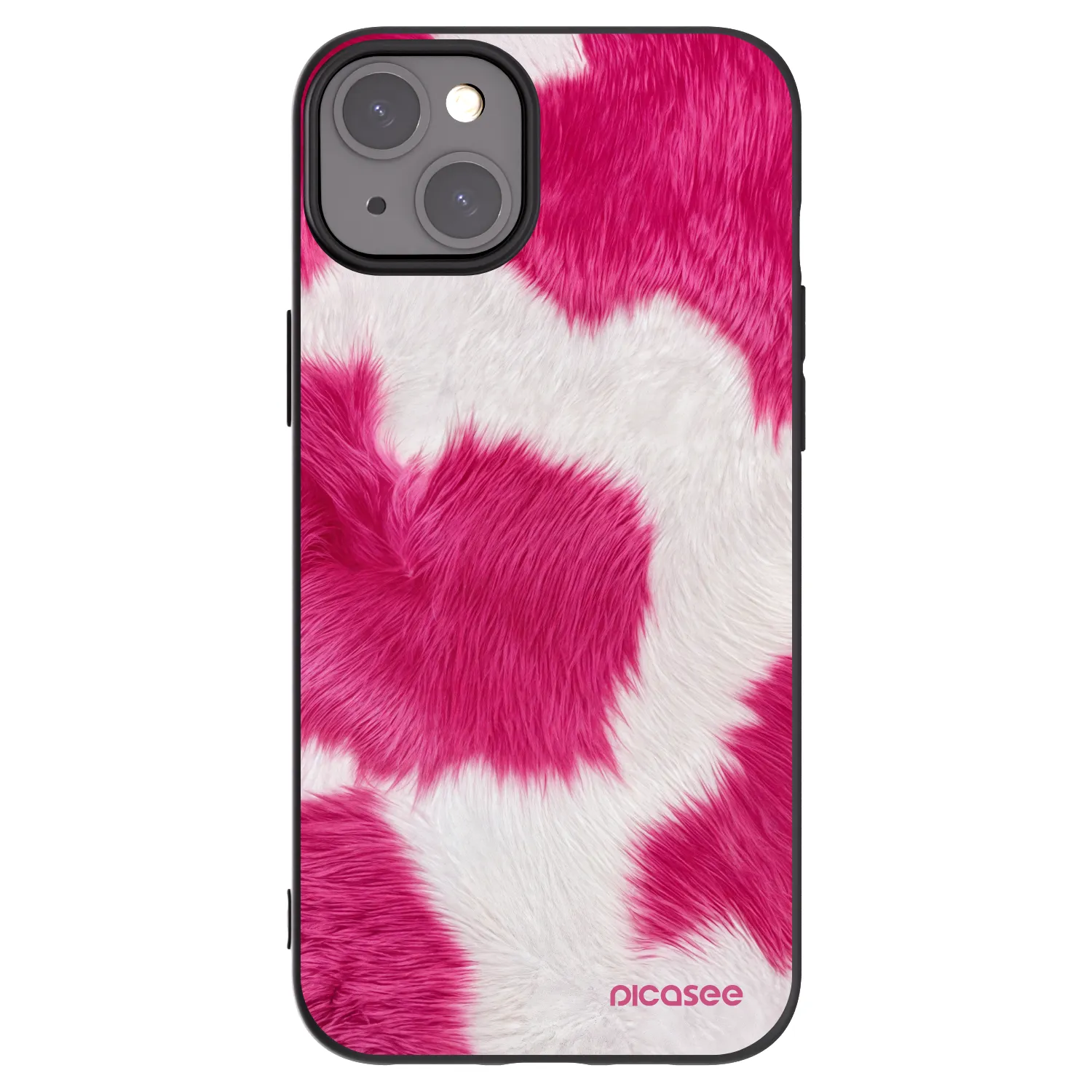 Picasee silikonowe czarne etui na Apple iPhone 15 Plus - Pink Moo