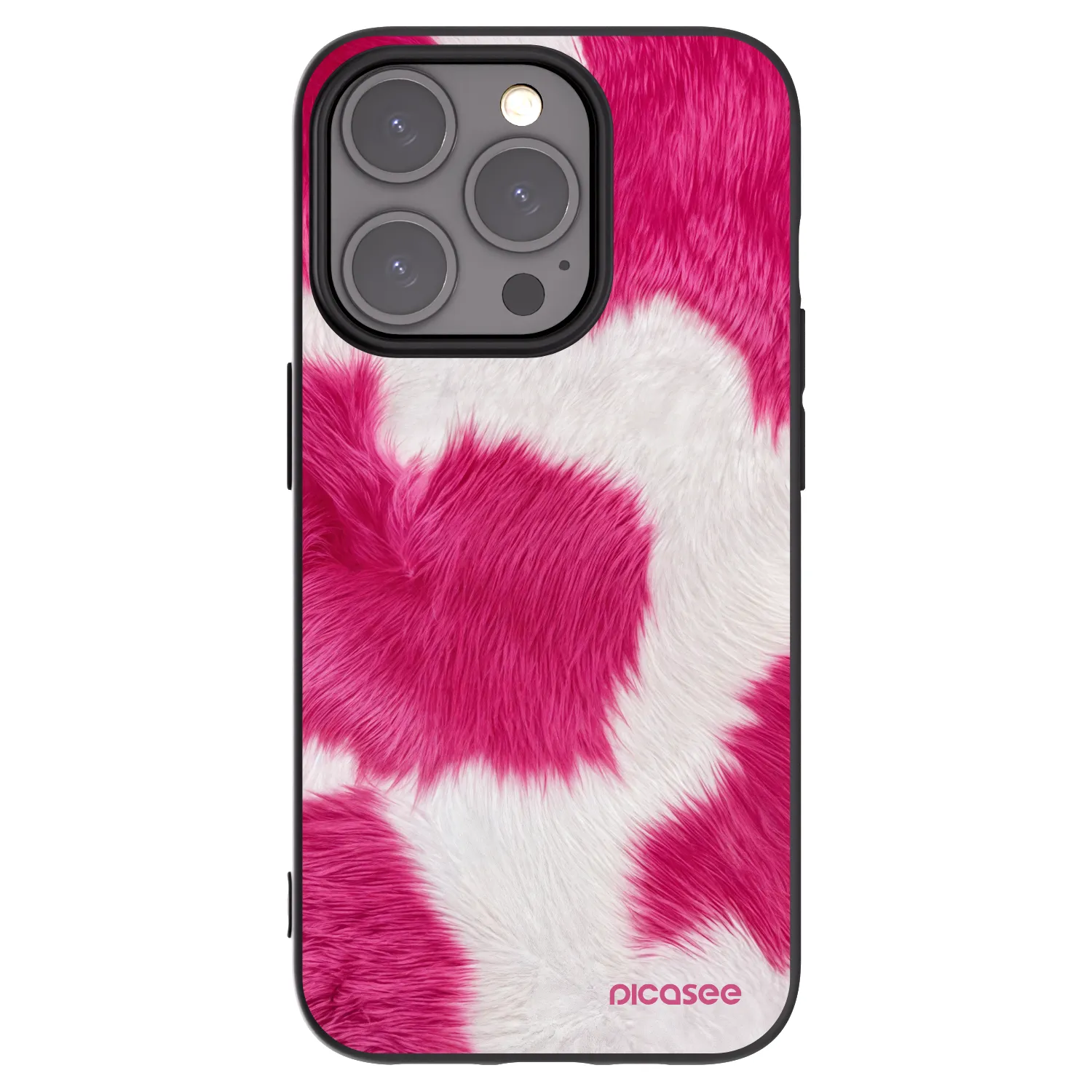 Picasee silikonowe czarne etui na Apple iPhone 15 Pro - Pink Moo
