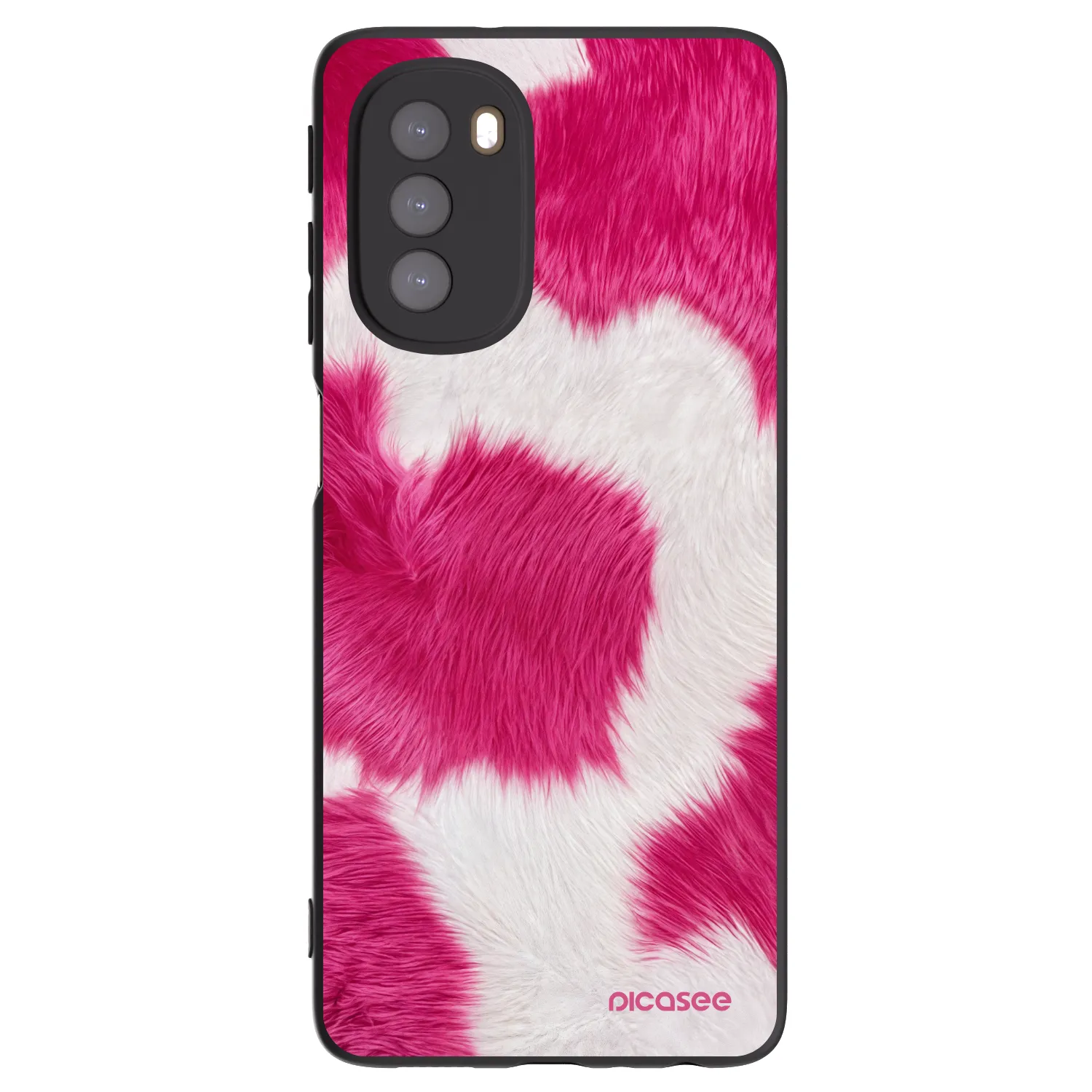 Picasee silikonowe czarne etui na Motorola Moto G51 - Pink Moo