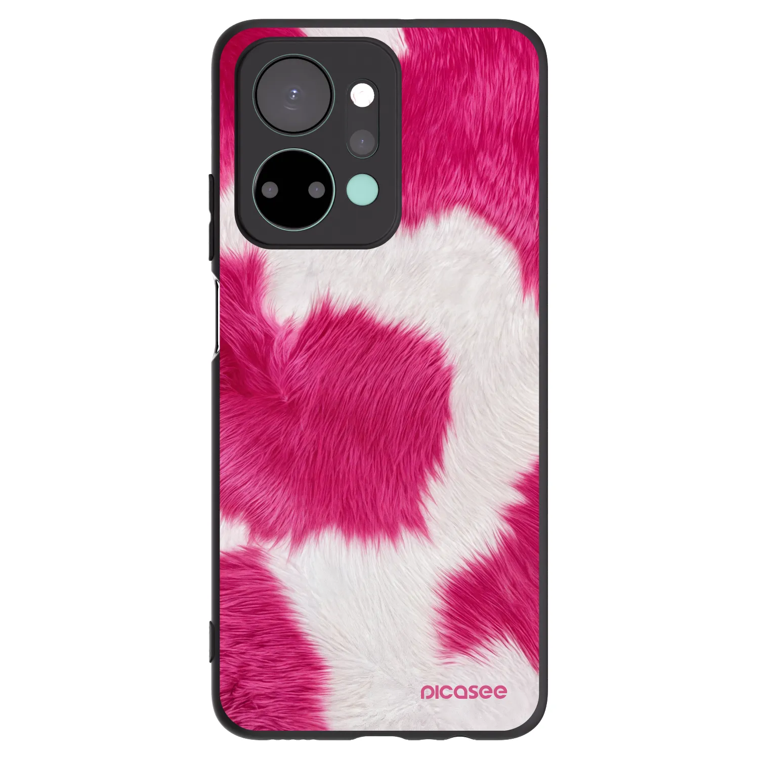 Picasee silikonowe czarne etui na Honor X7a - Pink Moo
