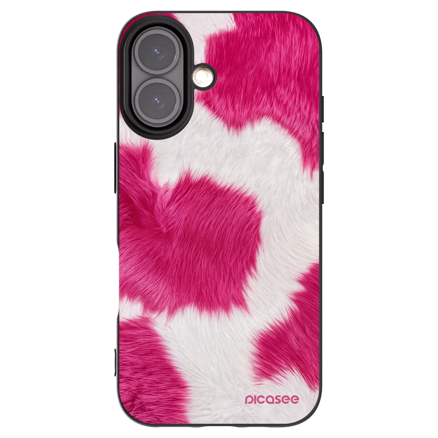 Picasee silikonowe czarne etui na Apple iPhone 16 - Pink Moo