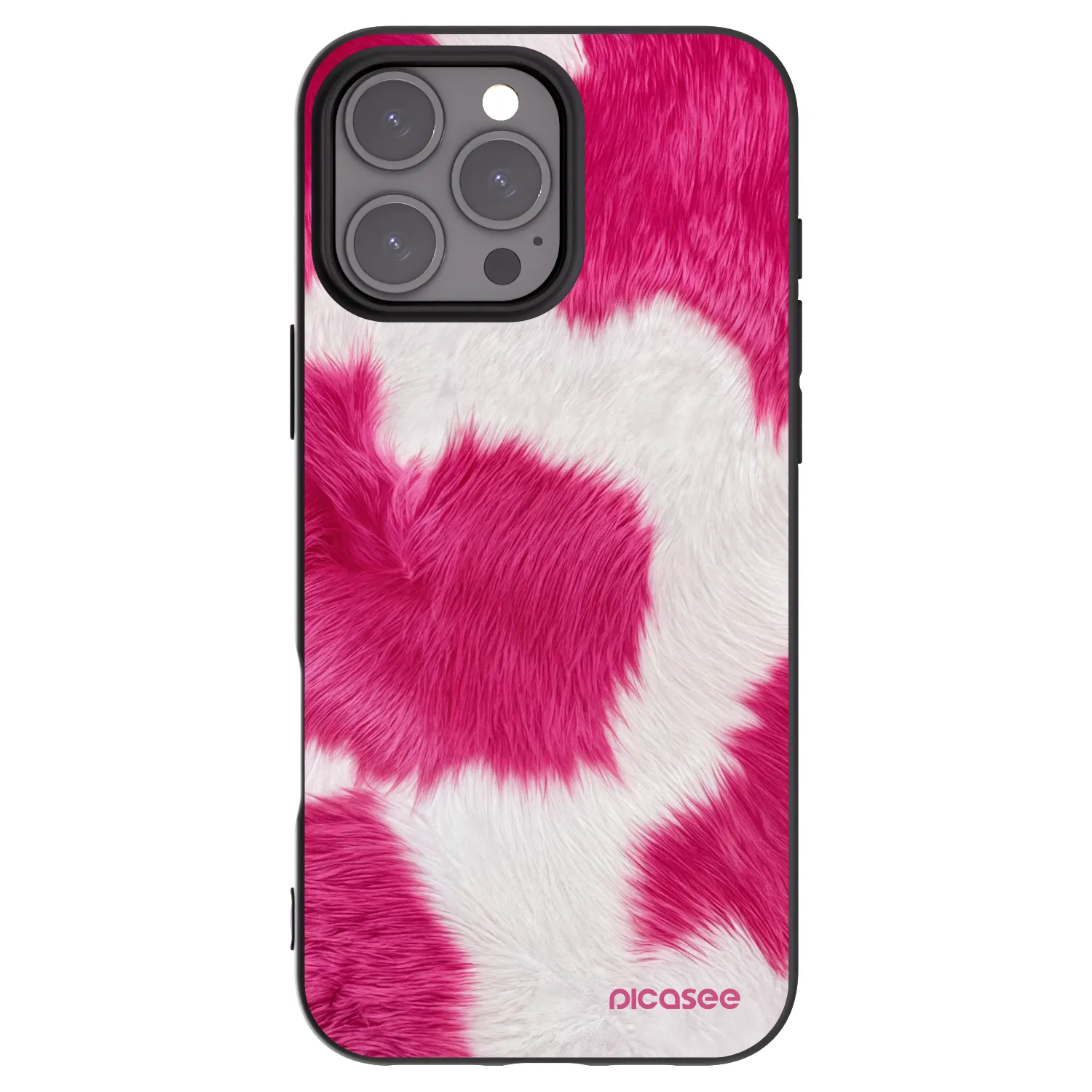 Picasee silikonowe czarne etui na Apple iPhone 16 Pro Max - Pink Moo