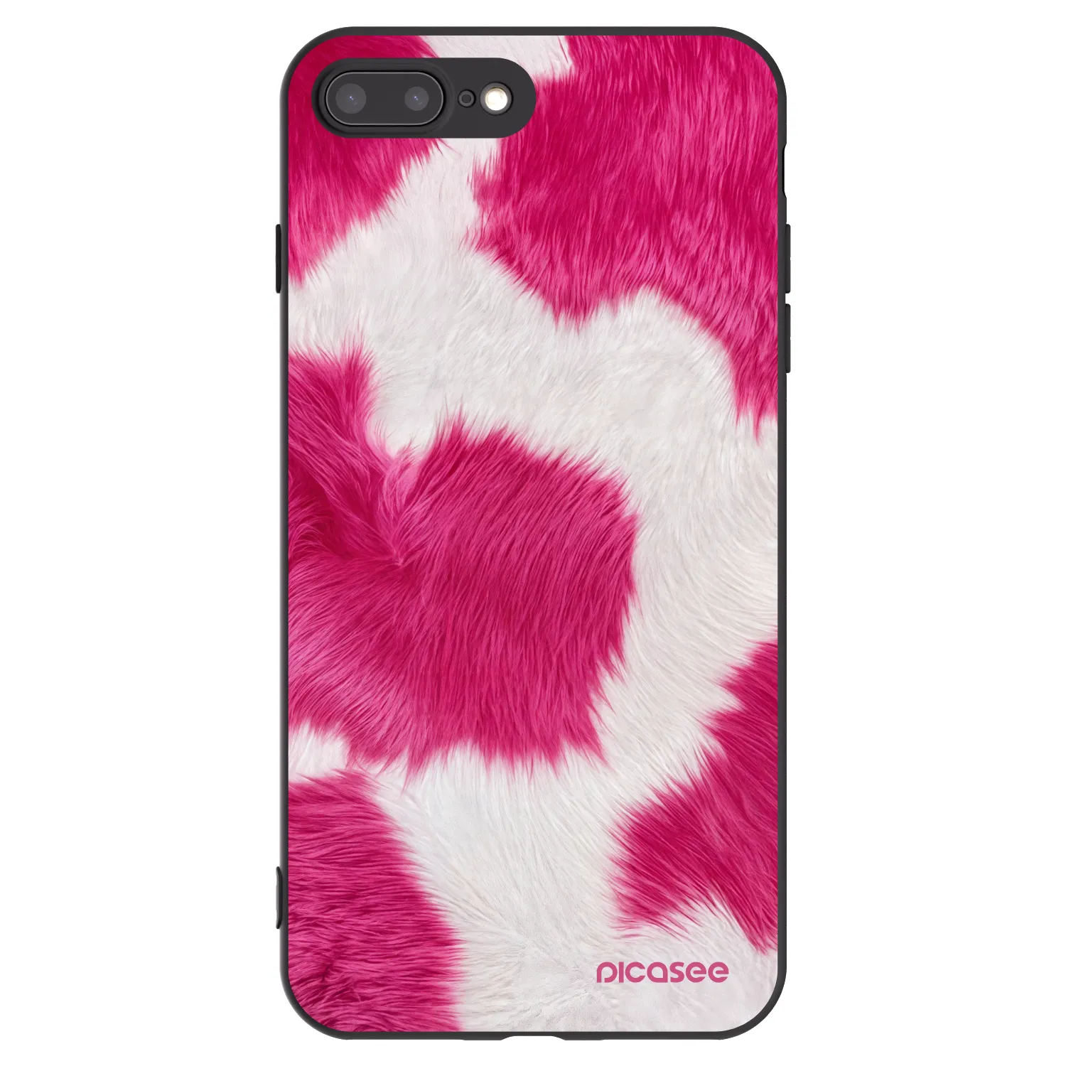 Picasee silikonowe czarne etui na Apple iPhone 7 Plus - Pink Moo