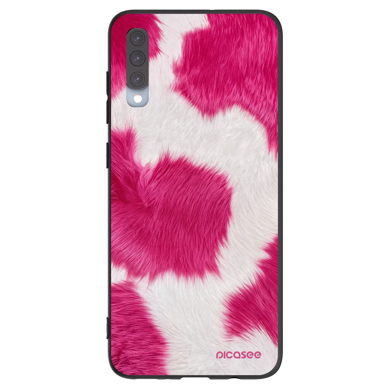 Picasee silikonowe czarne etui na Samsung Galaxy A70 A705F - Pink Moo