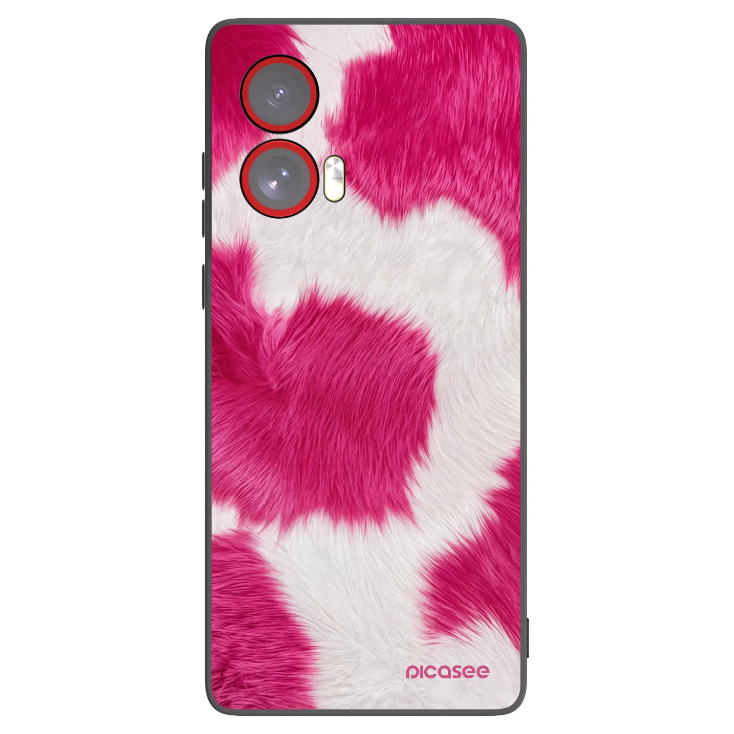 Picasee silikonowe czarne etui na Motorola Edge 50 Fusion - Pink Moo