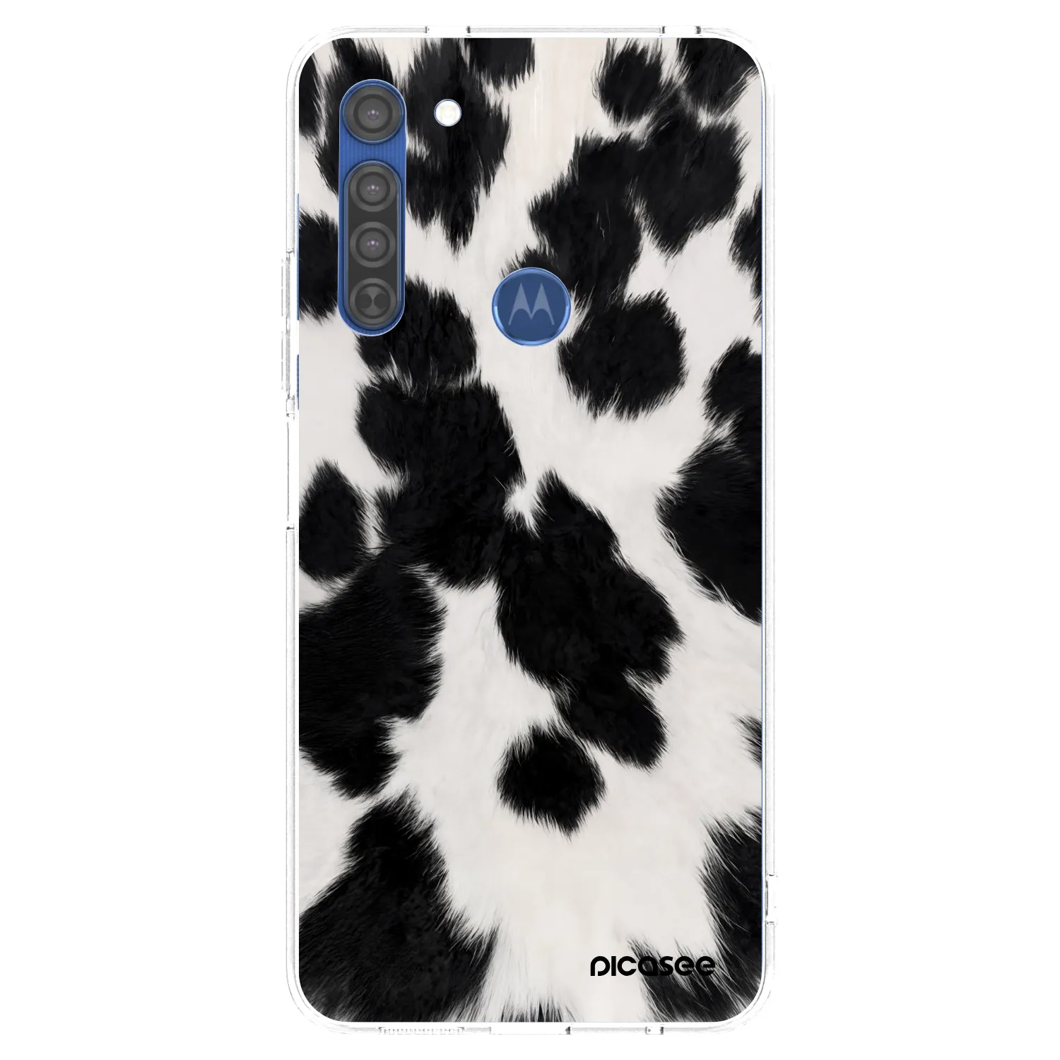 Picasee silikonowe przeźroczyste etui na Motorola Moto G8 - Black Moo
