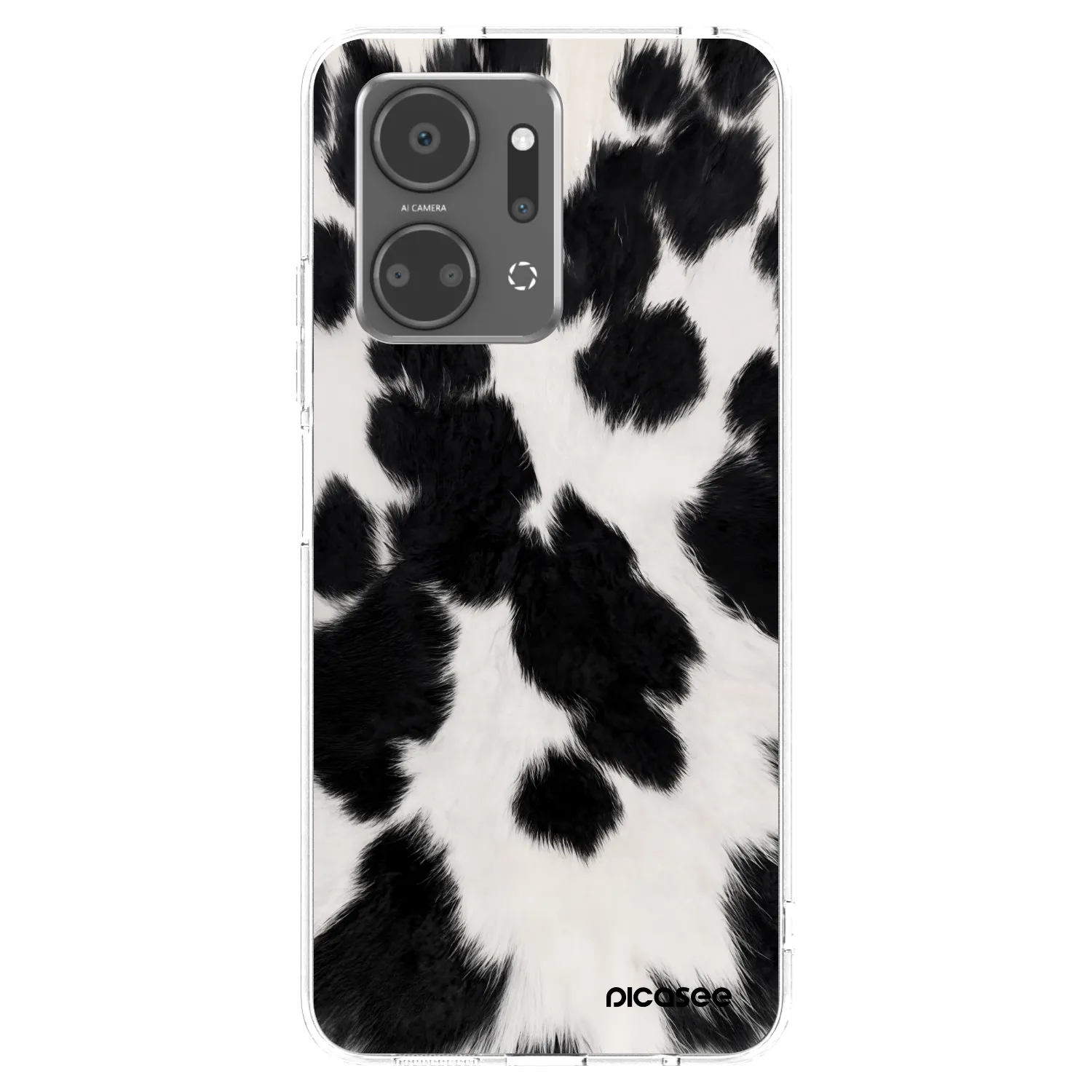 Picasee silikonowe przeźroczyste etui na Honor X7a - Black Moo