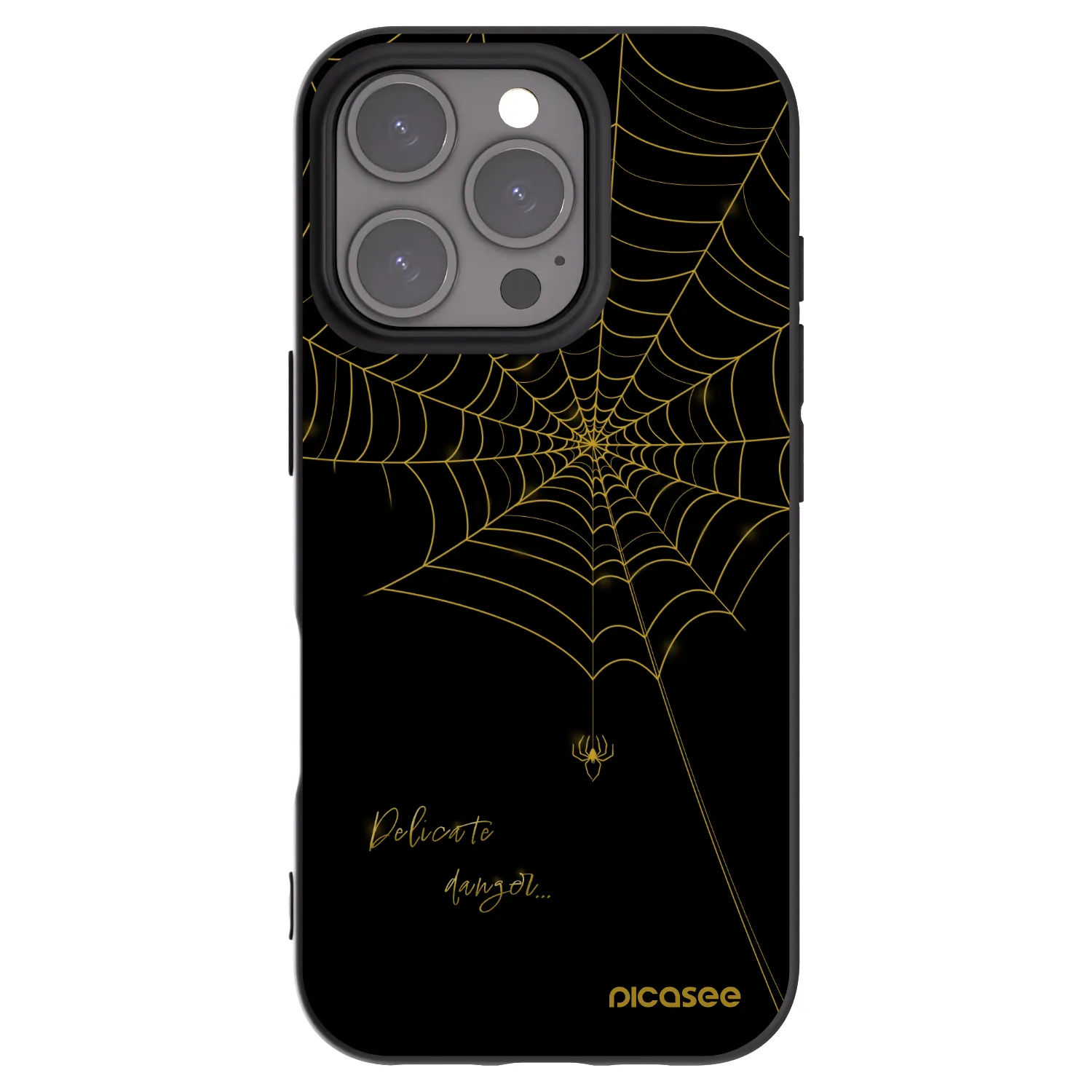 Picasee silikonowe czarne etui na Apple iPhone 16 Pro - Delicate danger