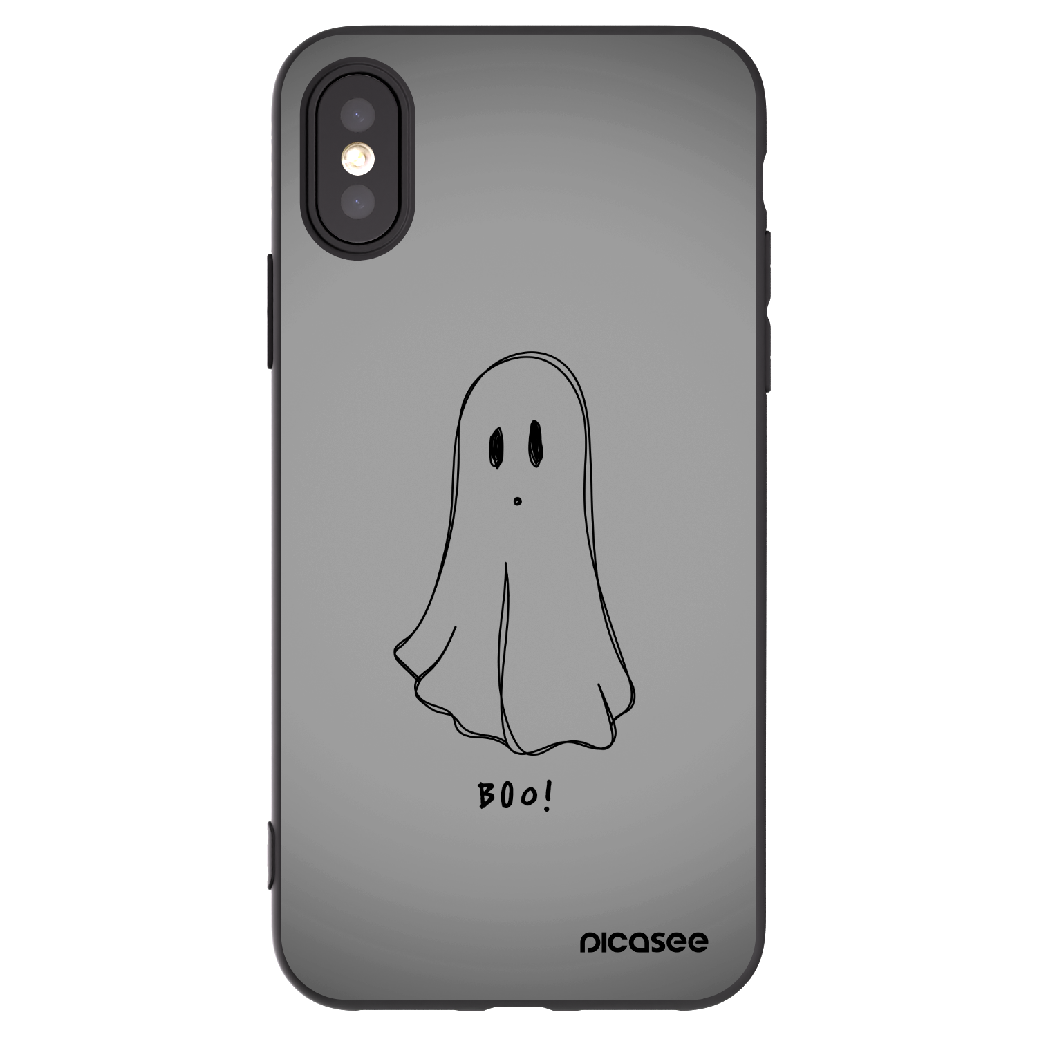 Picasee silikonowe czarne etui na Apple iPhone X/XS - Ghost