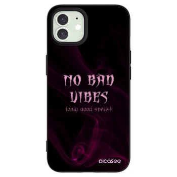 Picasee silikonowe czarne etui na Apple iPhone 12 - No bad vibes