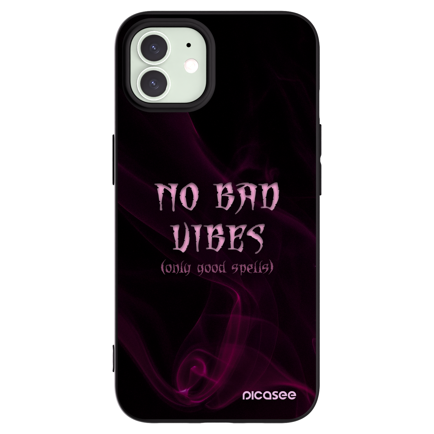 Picasee silikonowe czarne etui na Apple iPhone 12 - No bad vibes