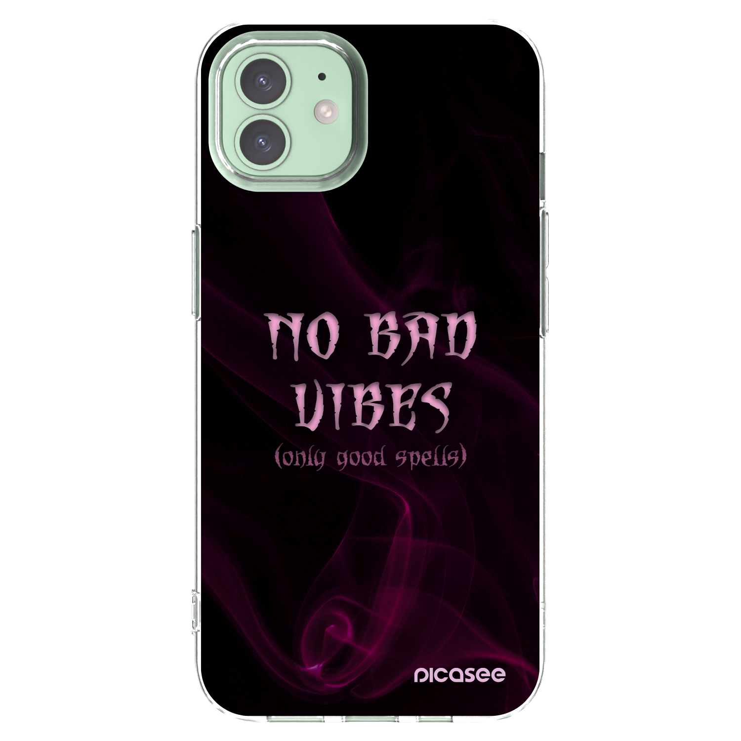 Picasee silikonowe przeźroczyste etui na Apple iPhone 12 - No bad vibes