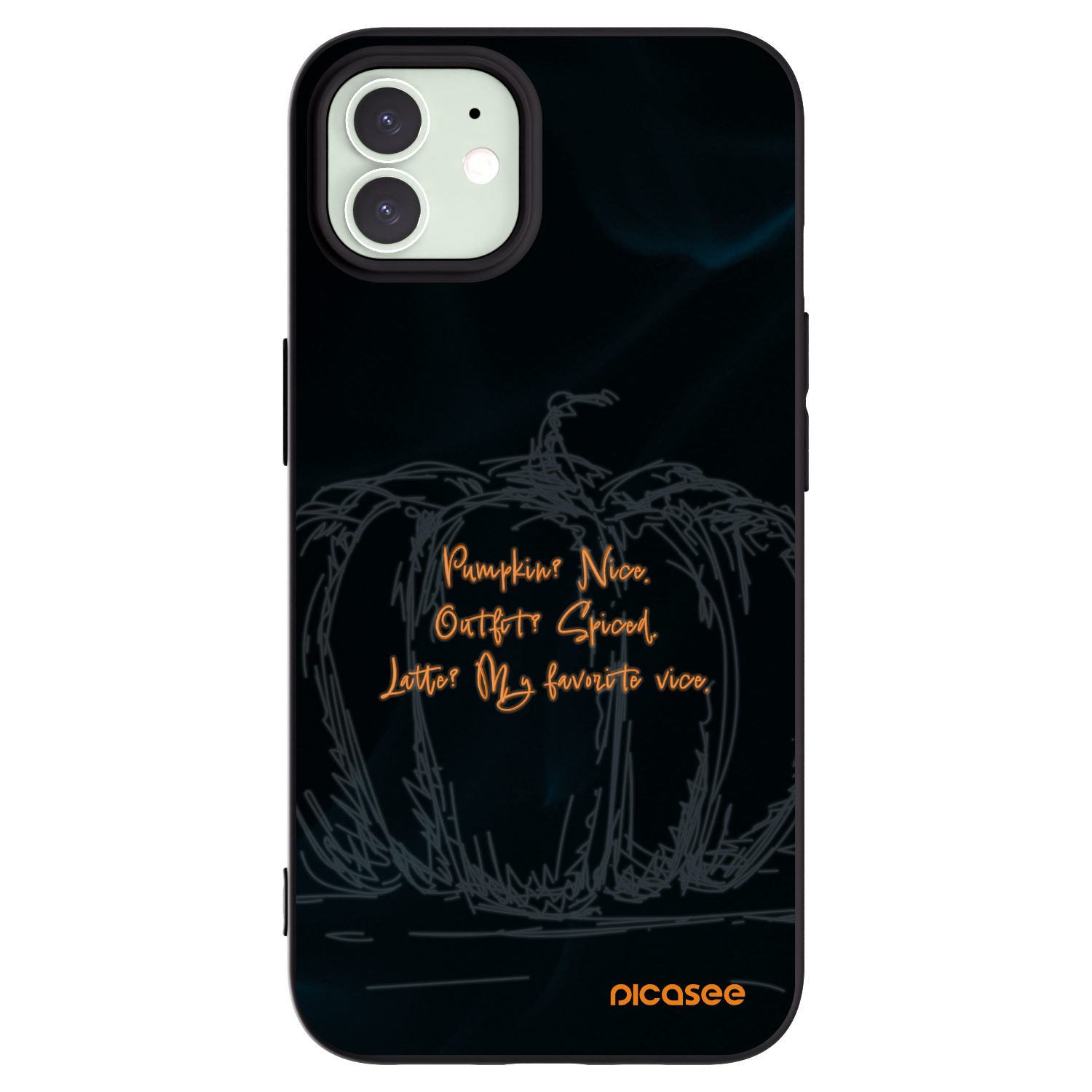 Picasee silikonowe czarne etui na Apple iPhone 12 - Pumpkin
