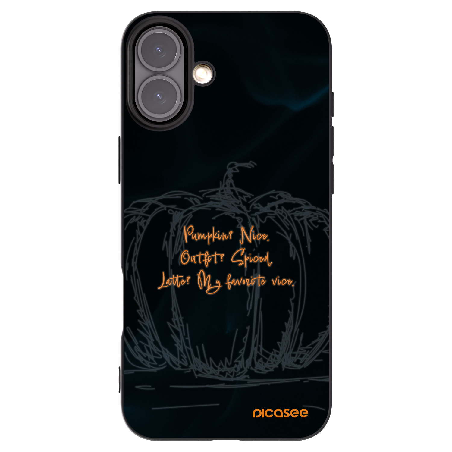 Picasee silikonowe czarne etui na Apple iPhone 16 Plus - Pumpkin