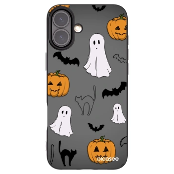 Picasee silikonowe czarne etui na Apple iPhone 16 Plus - Spooky crew