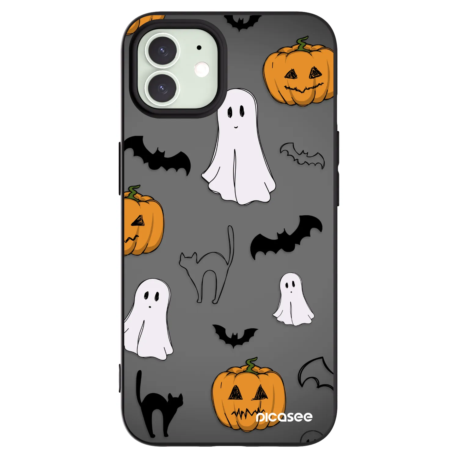 Picasee silikonowe czarne etui na Apple iPhone 12 - Spooky crew