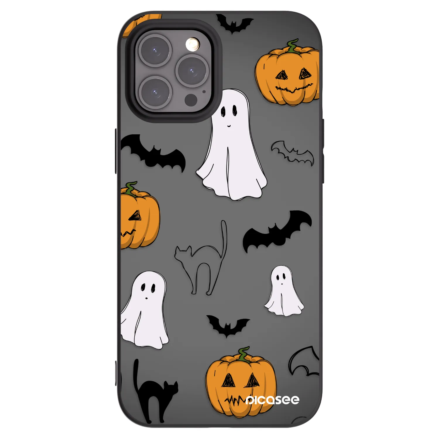Picasee silikonowe czarne etui na Apple iPhone 12 Pro Max - Spooky crew