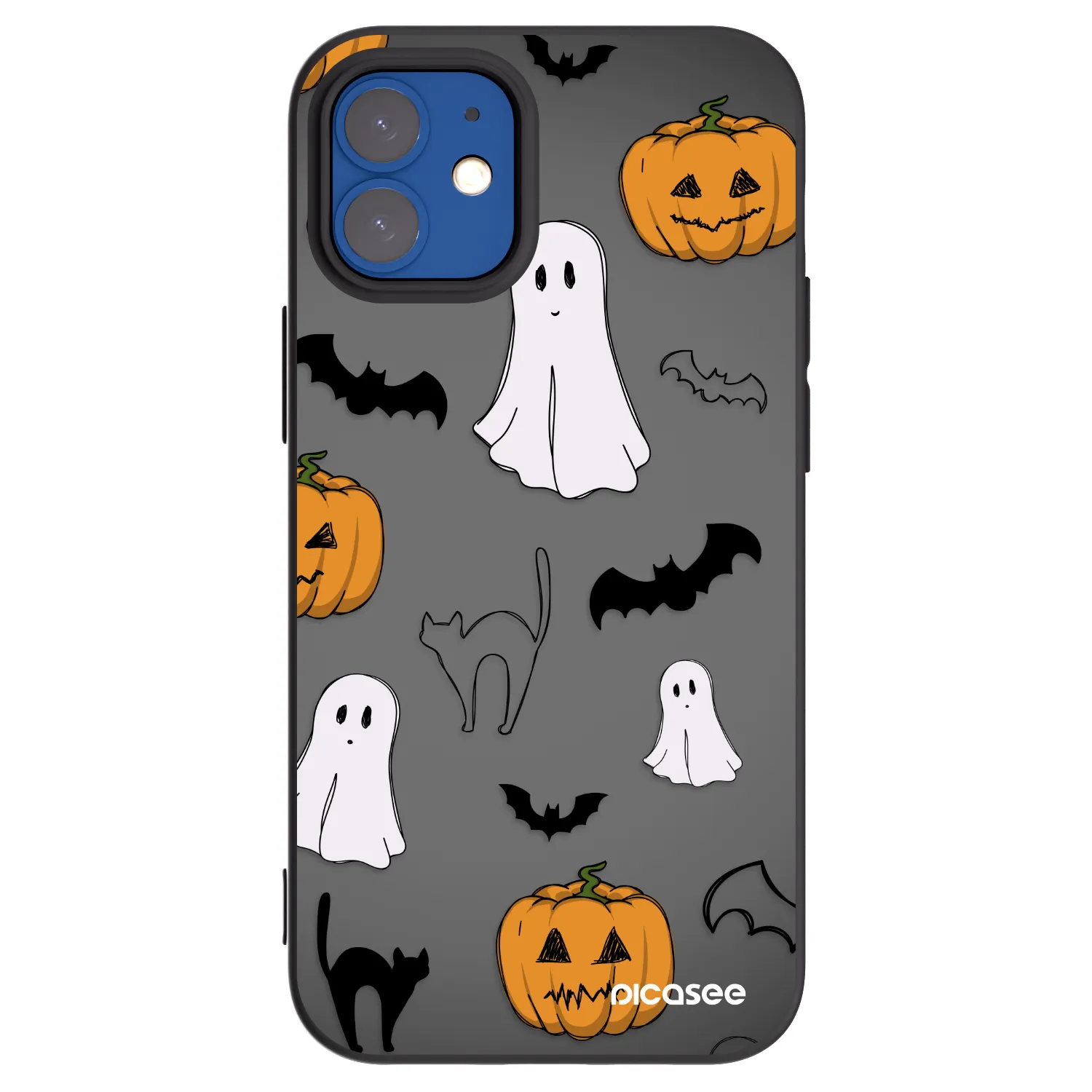 Picasee silikonowe czarne etui na Apple iPhone 12 mini - Spooky crew
