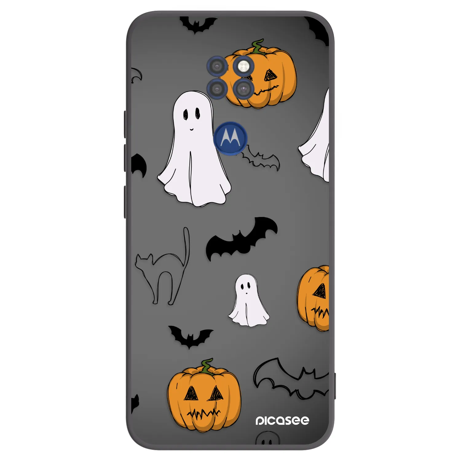 Picasee silikonowe czarne etui na Motorola Moto G9 Play - Spooky crew