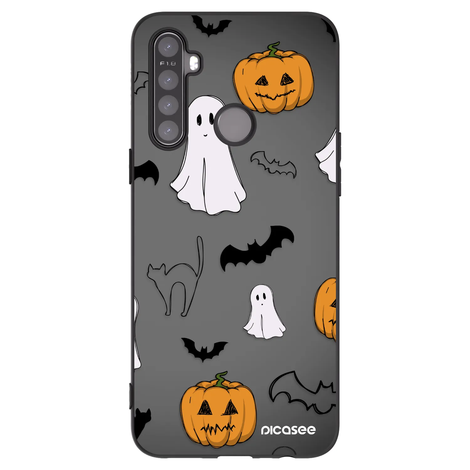 Picasee silikonowe czarne etui na Realme 5 - Spooky crew
