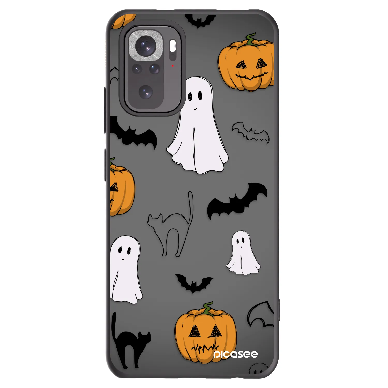 Picasee silikonowe czarne etui na Xiaomi Redmi Note 10 - Spooky crew