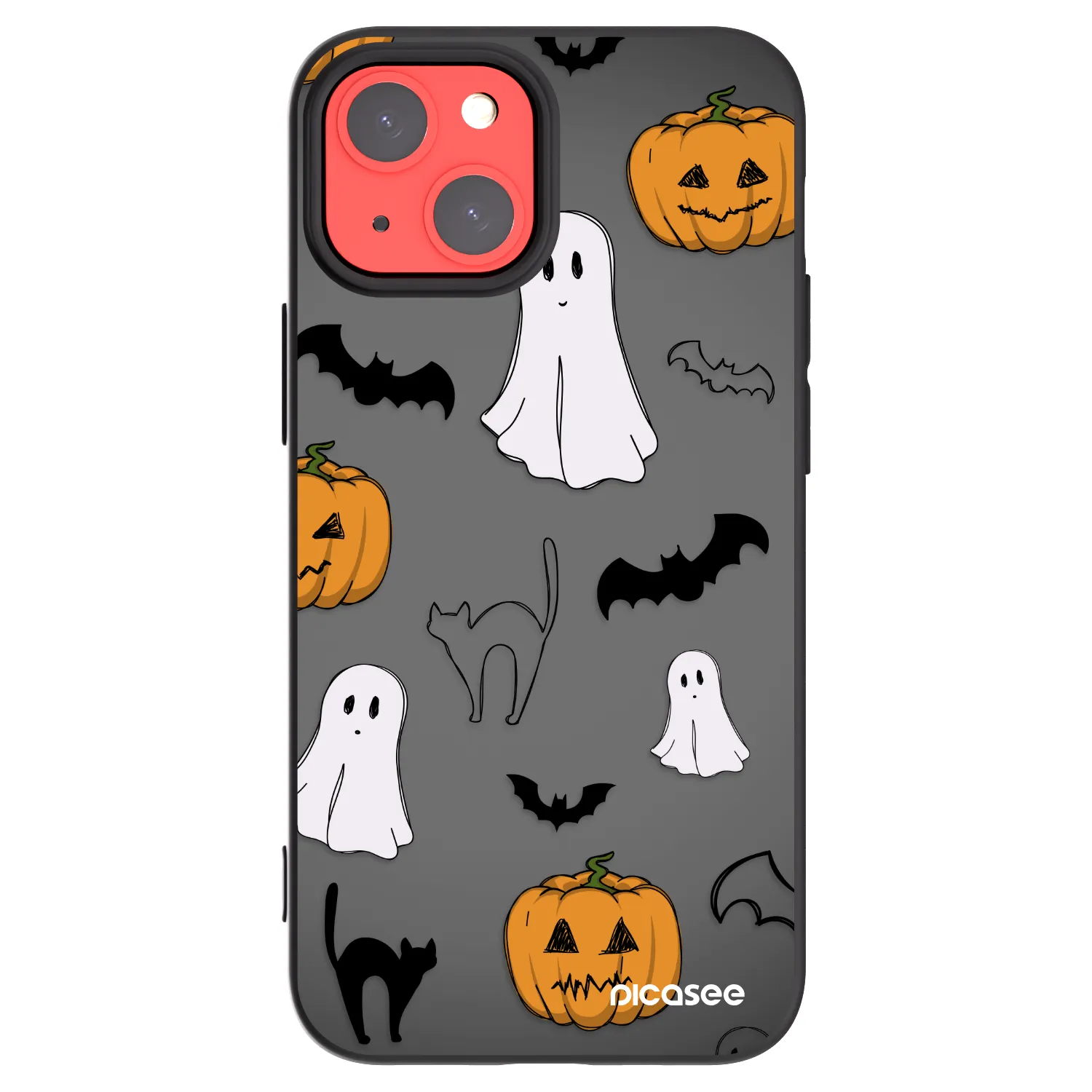 Picasee silikonowe czarne etui na Apple iPhone 13 mini - Spooky crew
