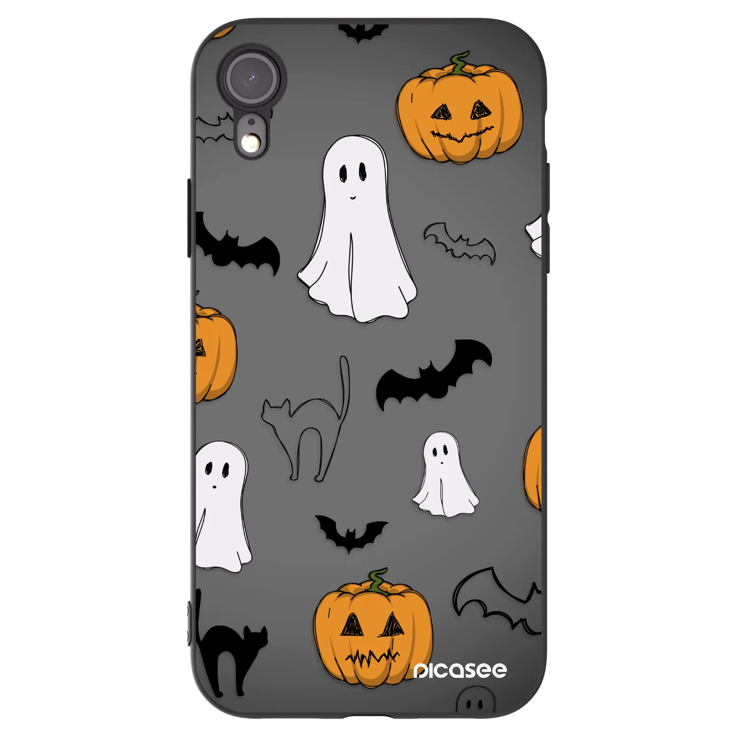 Picasee silikonowe czarne etui na Apple iPhone XR - Spooky crew