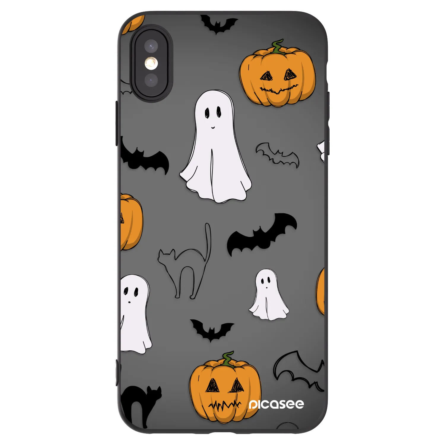 Picasee silikonowe czarne etui na Apple iPhone XS Max - Spooky crew