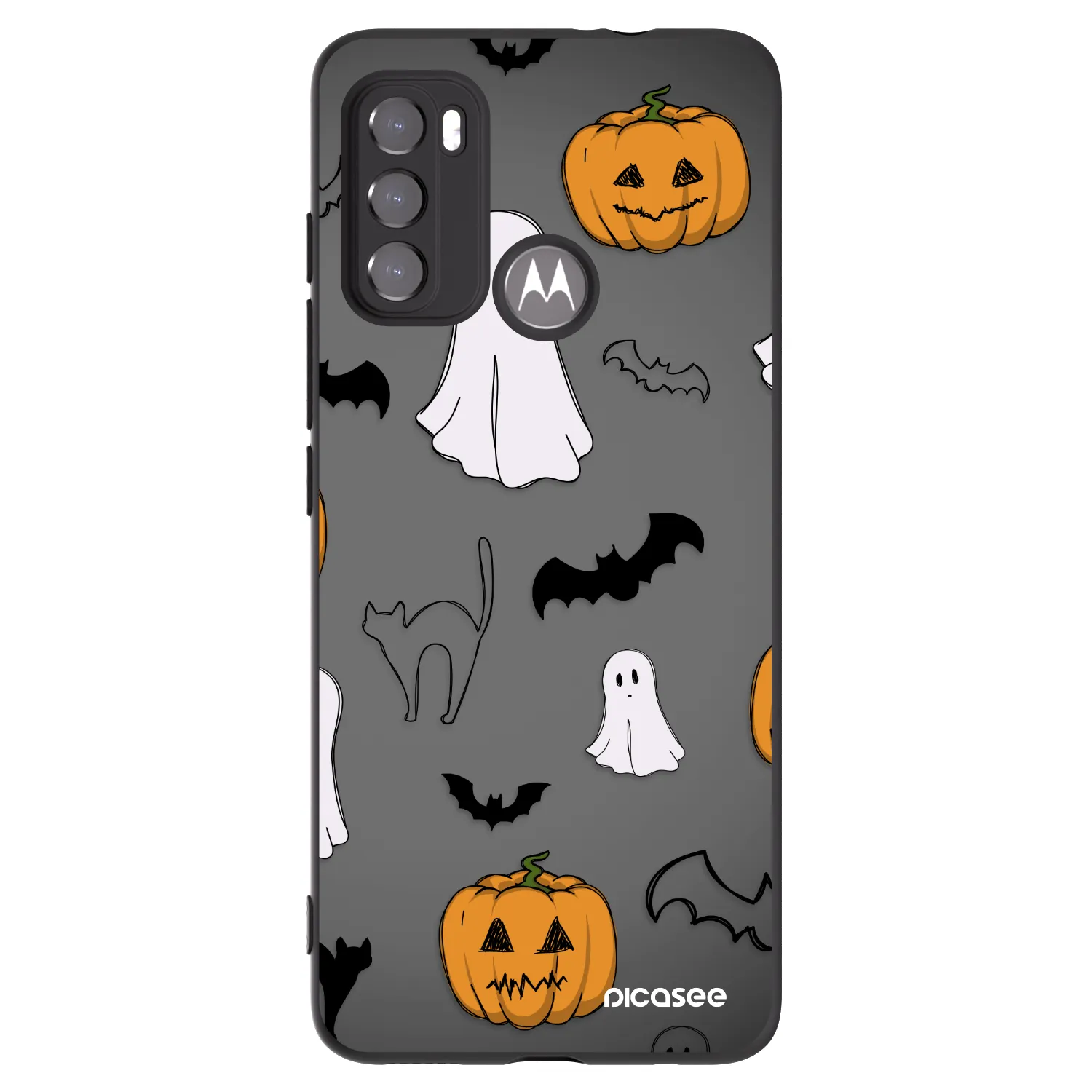 Picasee silikonowe czarne etui na Motorola Moto G60 - Spooky crew