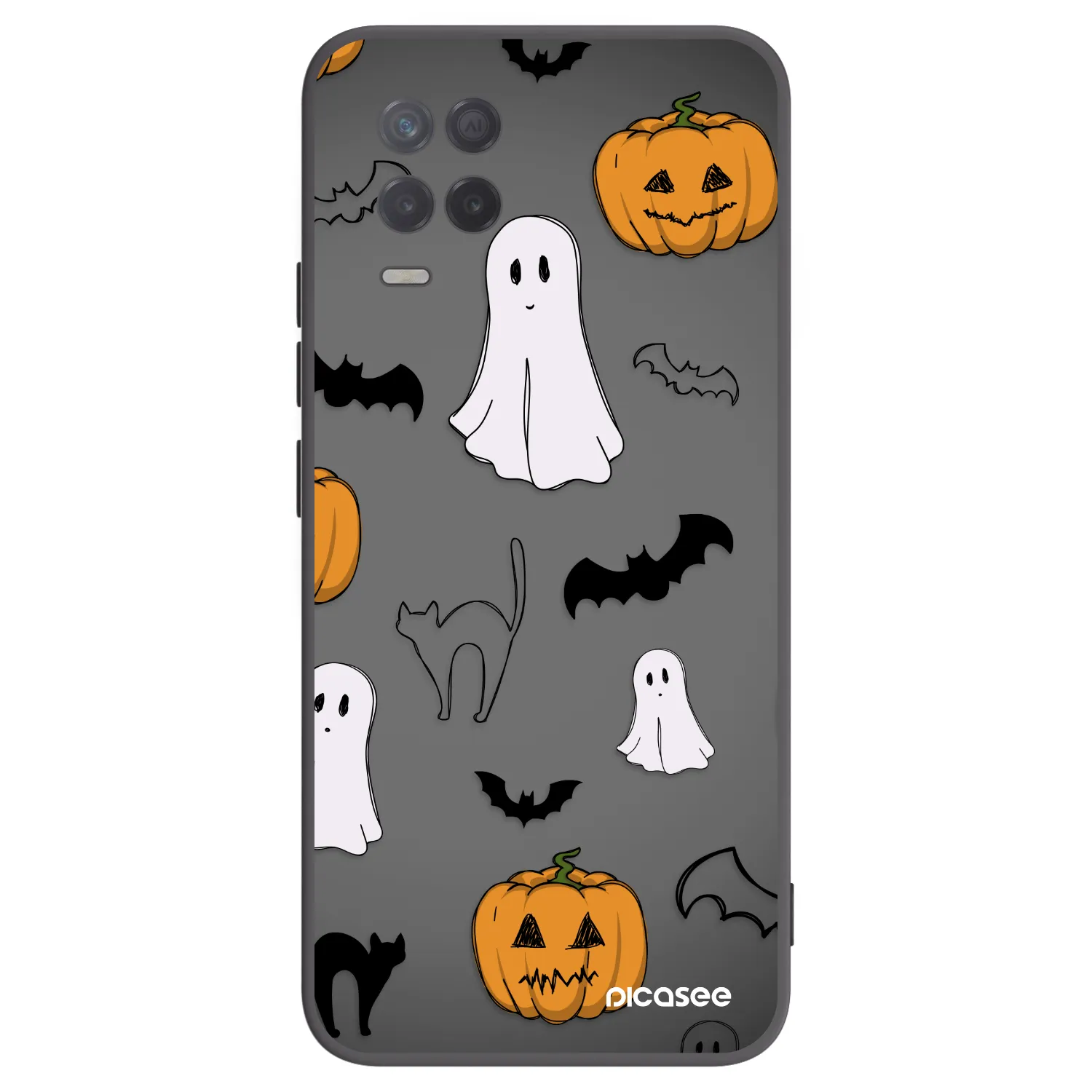 Picasee silikonowe czarne etui na Realme 8 5G - Spooky crew