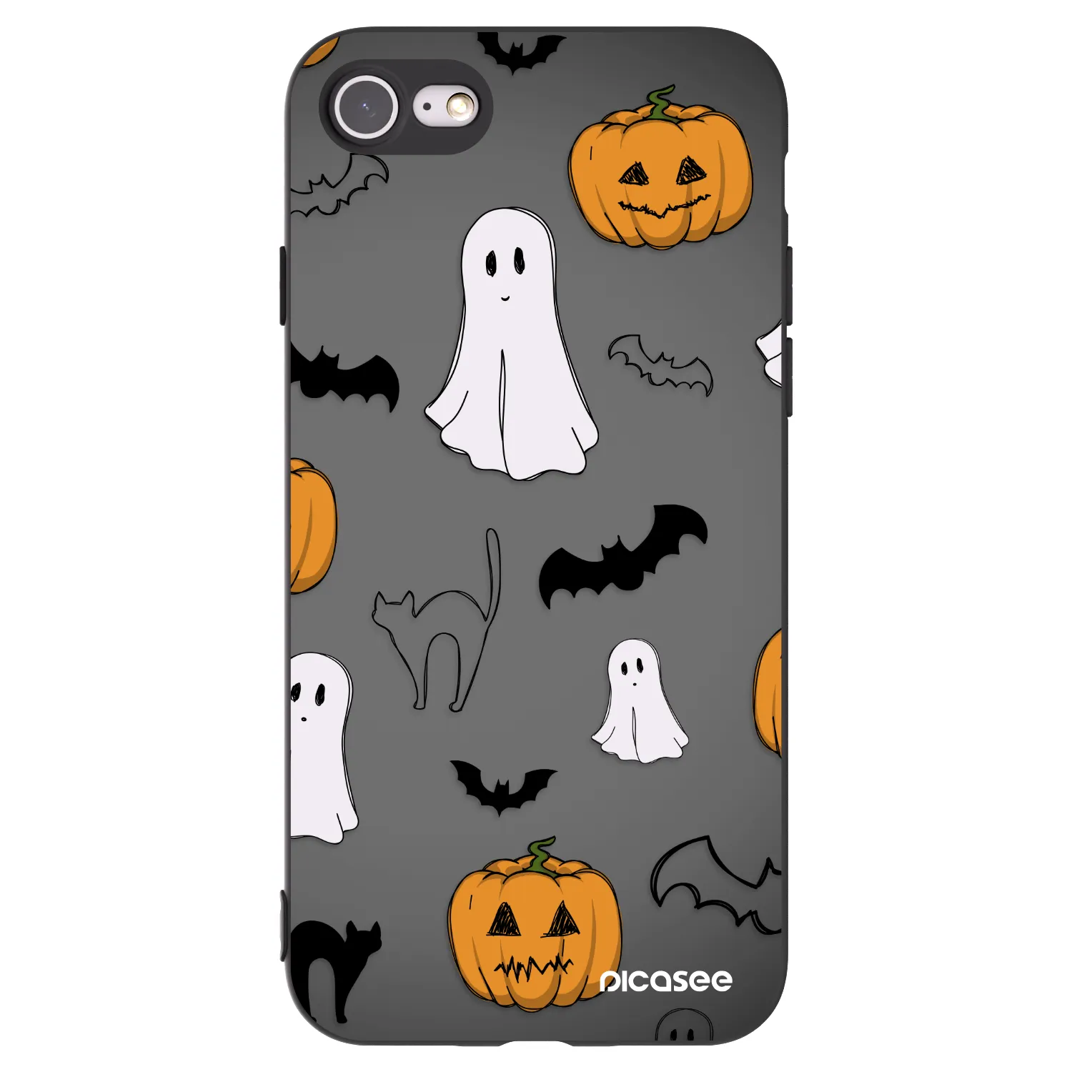 Picasee silikonowe czarne etui na Apple iPhone SE 2022 - Spooky crew
