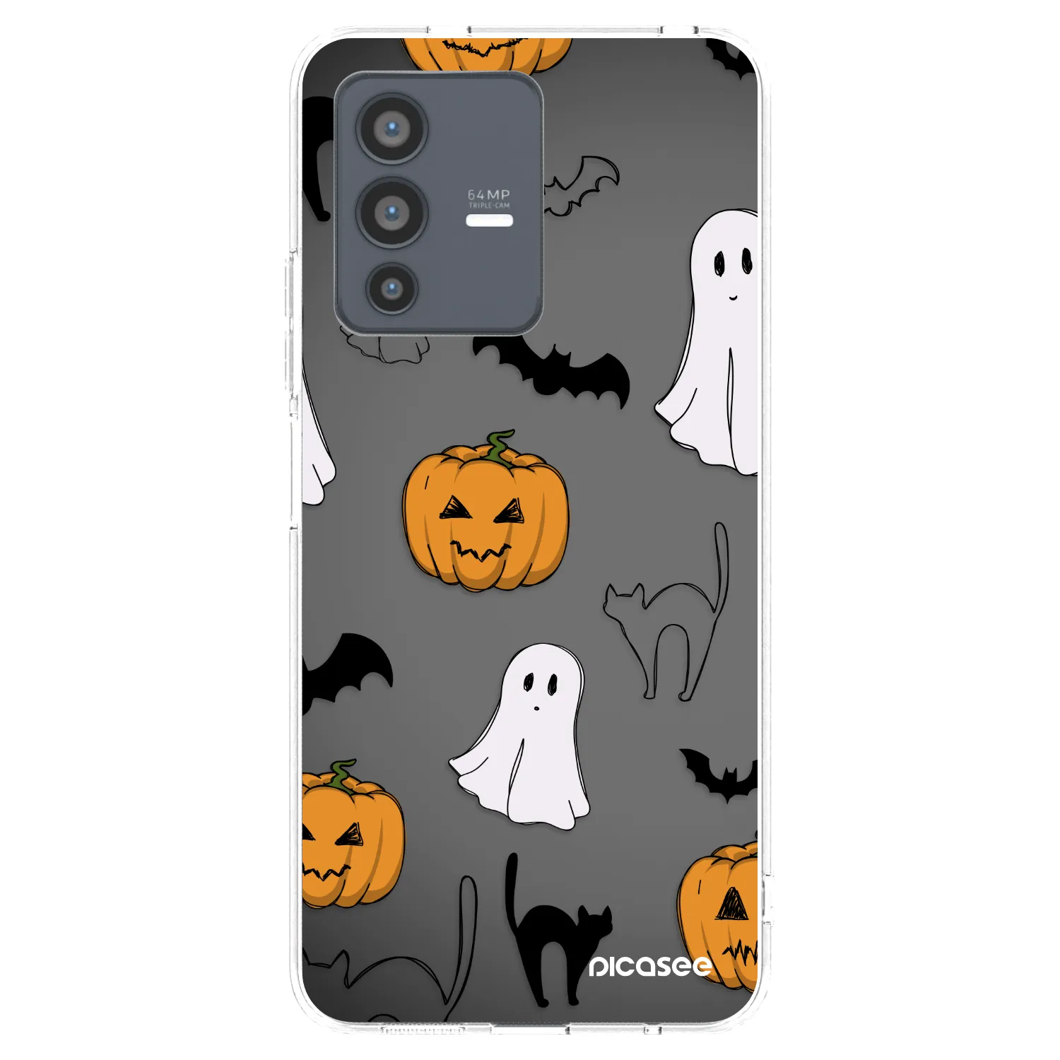 Picasee silikonowe przeźroczyste etui na Vivo V23 5G - Spooky crew