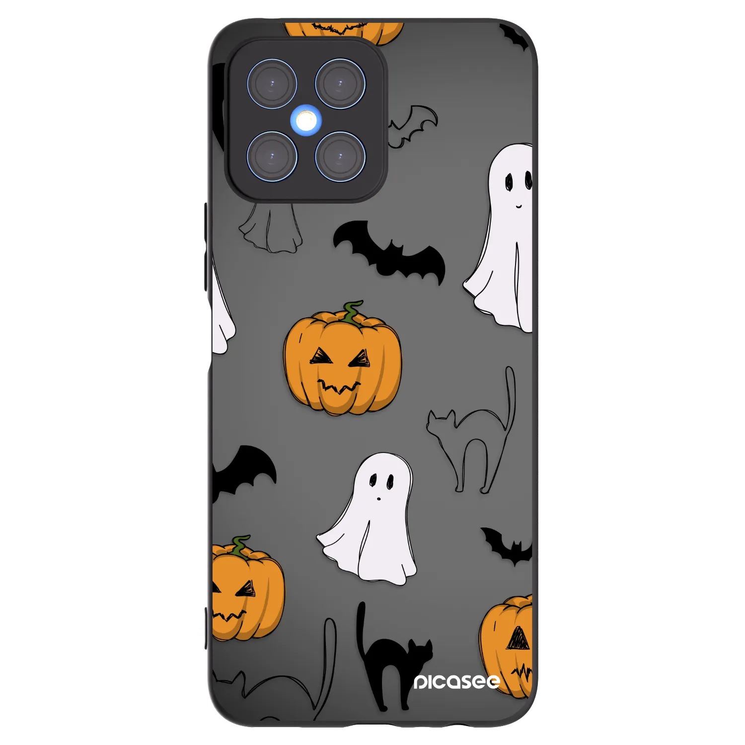 Picasee silikonowe czarne etui na Honor X8 4G - Spooky crew
