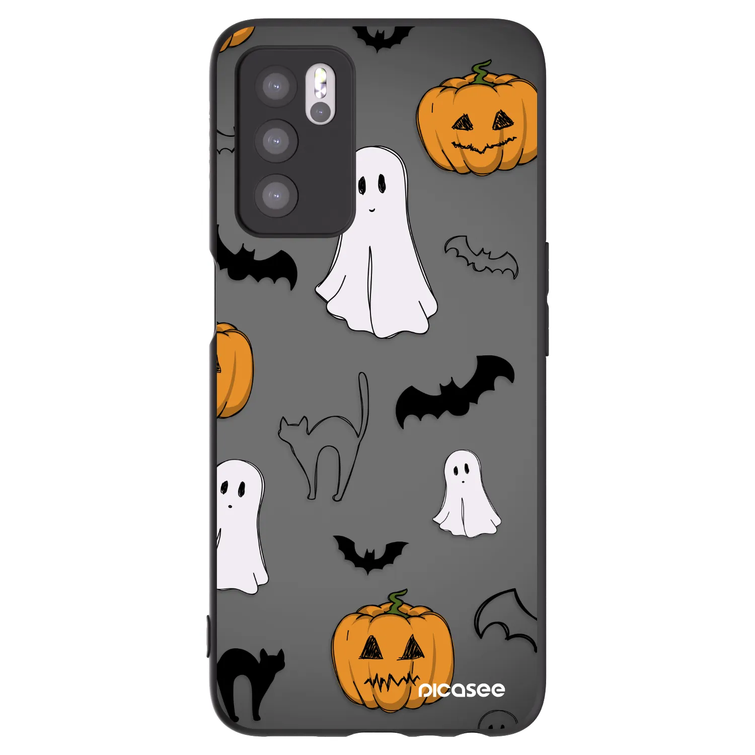 Picasee silikonowe czarne etui na OPPO A16 - Spooky crew
