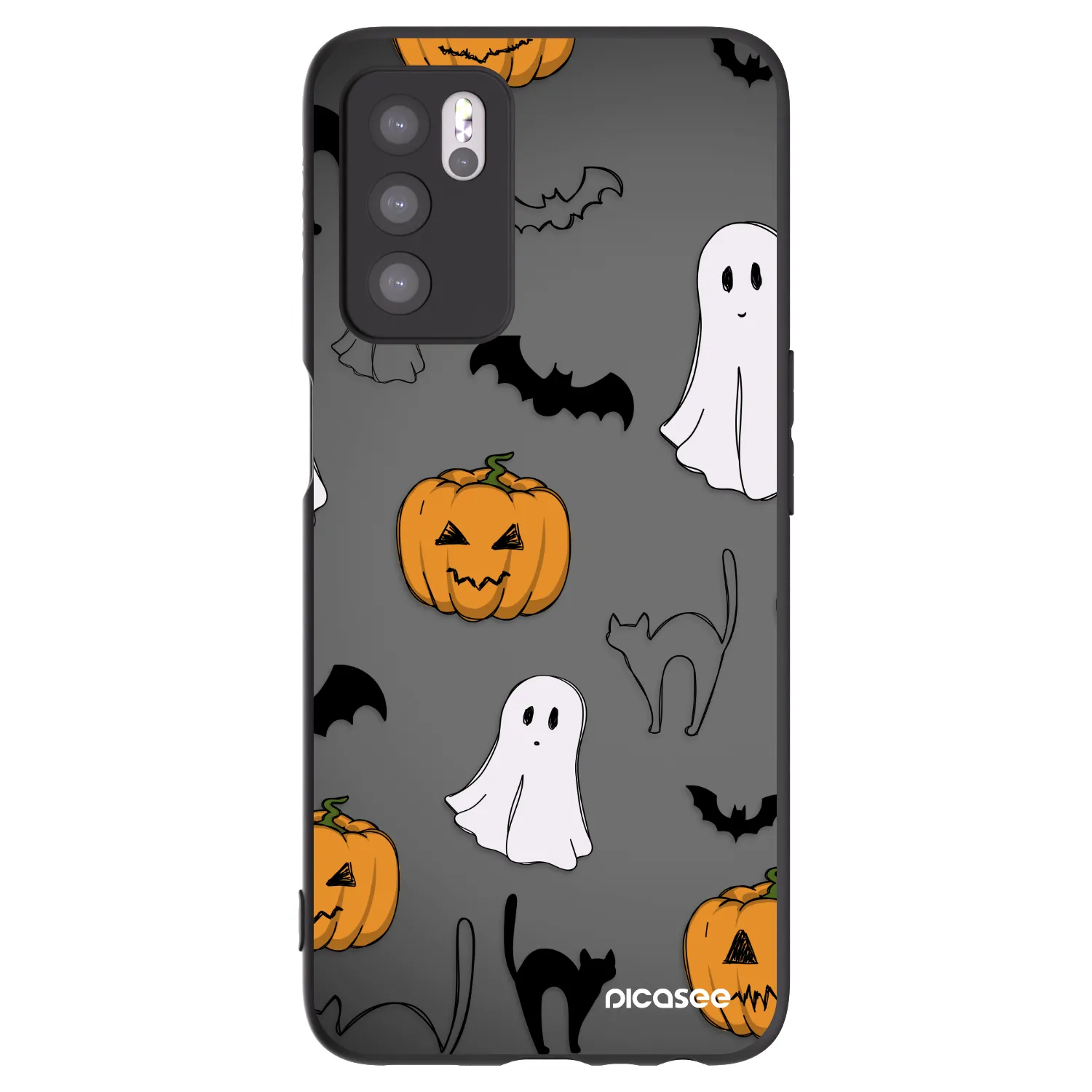 Picasee silikonowe czarne etui na OPPO A16s - Spooky crew